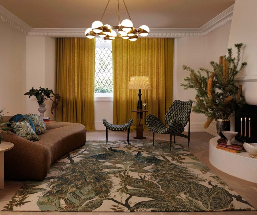 Hand Tufted Wool Rug | Blissio Ivory, Teal & Olive Green | New Zealand Wool | Rugfine