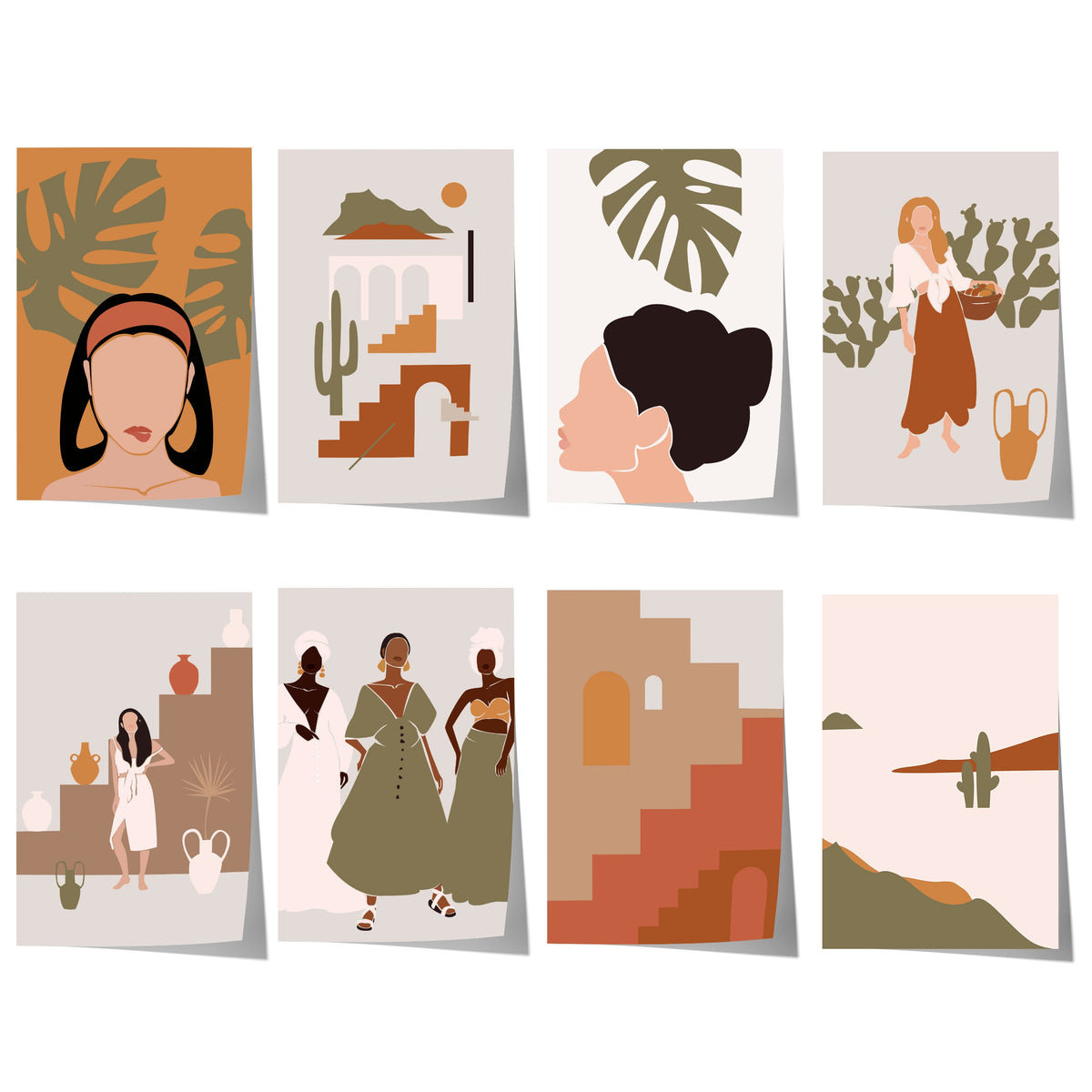 Boho Frauen Poster · Geschenkidee · Terrakotta, Wüstenkunst und Abstrakte Figuren · Dekoprint ohne Rahmen-0