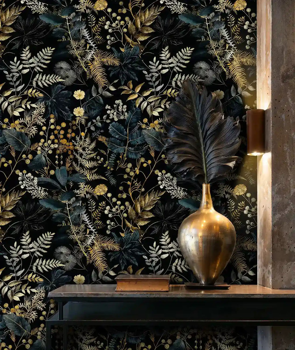 Dark Botanical Wallpaper-1