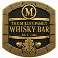 Personalized Home Bar Sign – Antique Brass Barrel Front-0