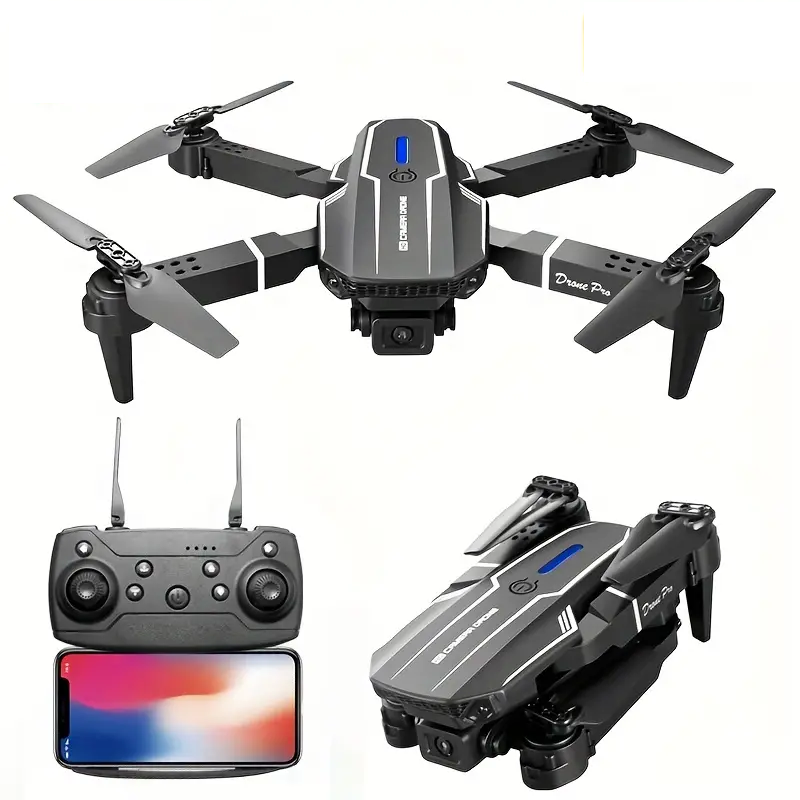 E88 Quadcopter UAV Drone with Dual HD Cameras - Black (HD Dual Camera) - Cameras > Camera Accessories at Dealshubindia