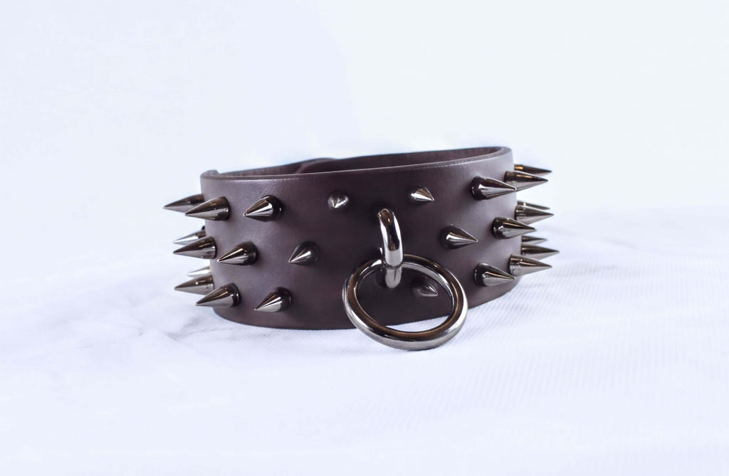 Dominion Leather Collar – Spiked BDSM Posture Collar Choker