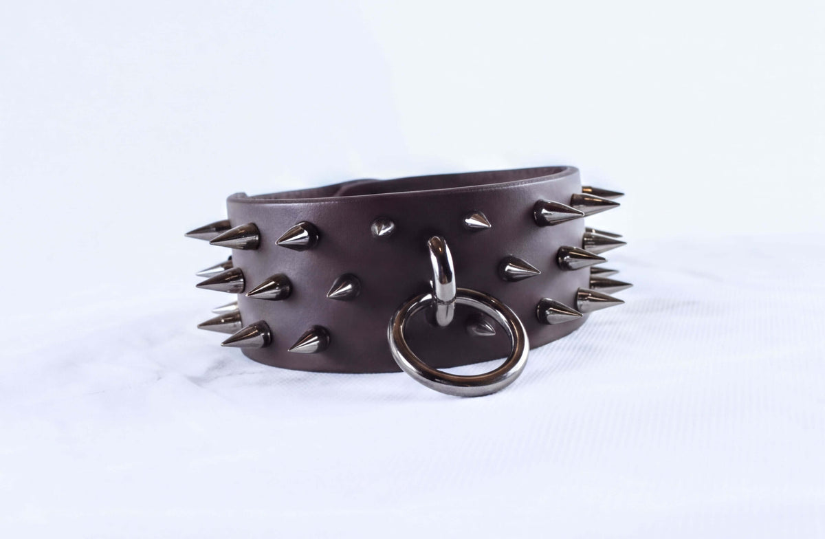 Dominion Leather Collar – Spiked BDSM Posture Collar Choker