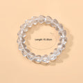 Clear heart-bead elastic bracelet bangle, transparent resin bead loop