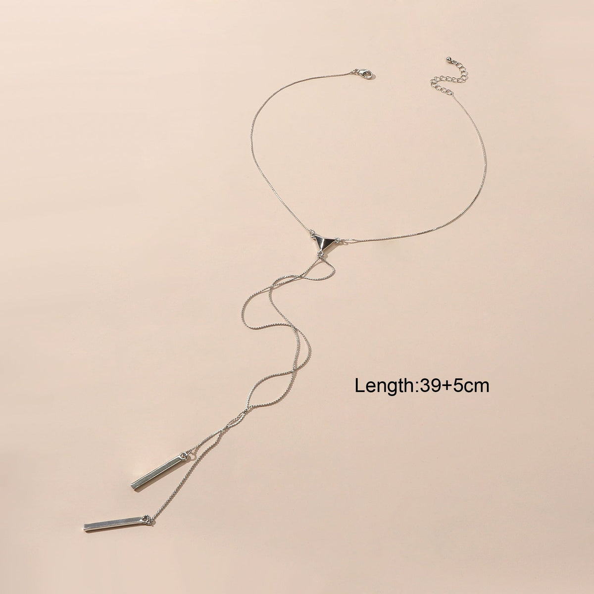 Punk Long Silver Chain Y shape Strip Charm Necklace Women Statement Jewellery