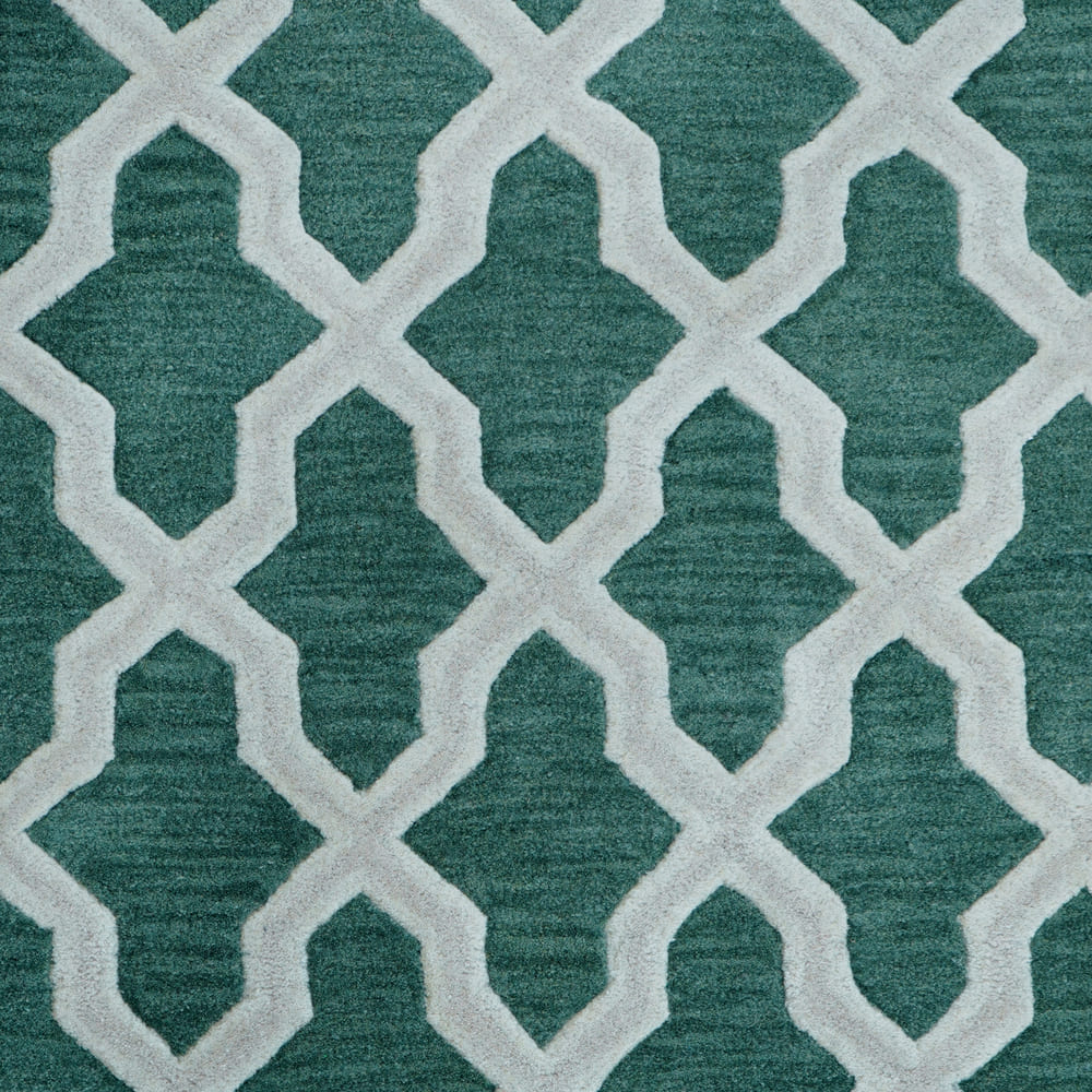 Hand Tufted Rug | Teal & White | Wool | Chikoon by Rugfine