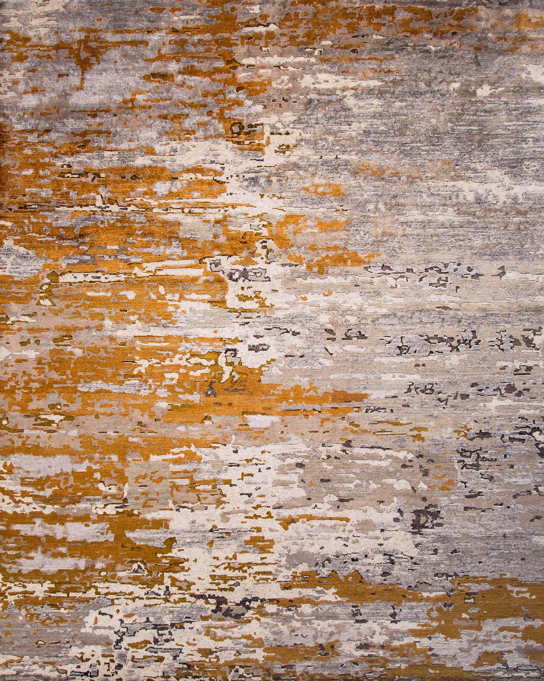 Hand Knotted Wool Rug | Amber Orange, Silver Grey & Ivory | Wool | Chromaze by Rugfine