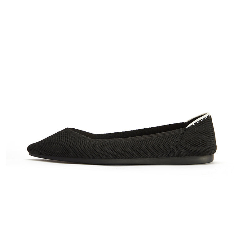 Comfortable Woven Pointed Toe Work Flats – Seamless Knit Ballet Flats - Casuals at Dealshubindia