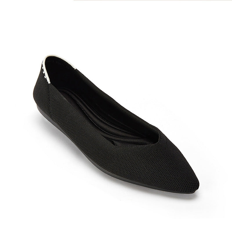 Comfortable Woven Pointed Toe Work Flats – Seamless Knit Ballet Flats - Casuals at Dealshubindia