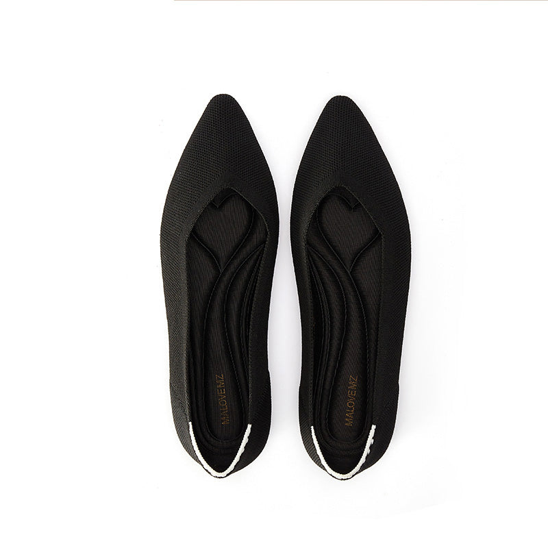 Comfortable Woven Pointed Toe Work Flats – Seamless Knit Ballet Flats - Casuals at Dealshubindia