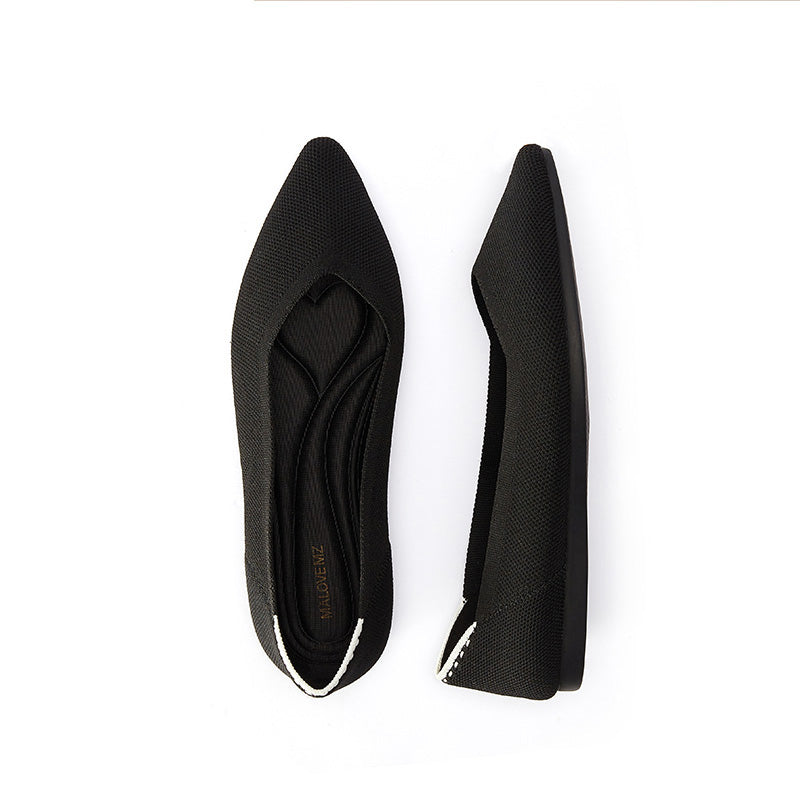 Comfortable Woven Pointed Toe Work Flats – Seamless Knit Ballet Flats - Casuals at Dealshubindia