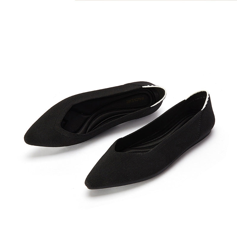Comfortable Woven Pointed Toe Work Flats – Seamless Knit Ballet Flats - Casuals at Dealshubindia