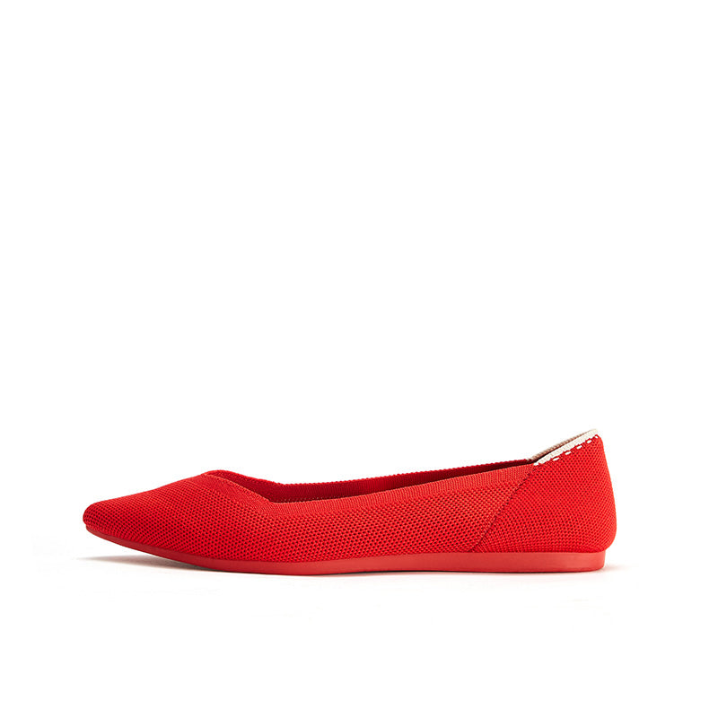 Comfortable Woven Pointed Toe Work Flats – Seamless Knit Ballet Flats - Casuals at Dealshubindia