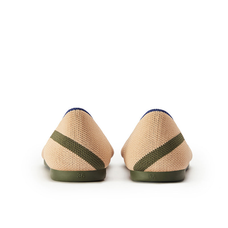 Comfortable Woven Striped Pointed Toe Flats – Lightweight Knit Ballet Flats - Casuals at Dealshubindia
