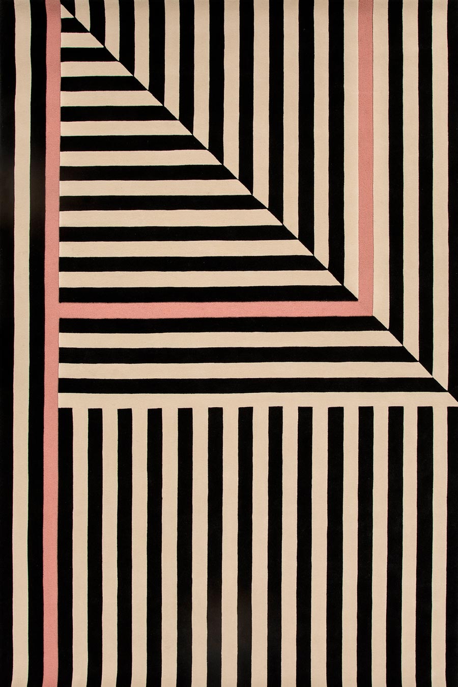 Hand Tufted Geometric Rug | Black, Ivory & Blush Pink | Wool | Cresynk by Rugfine