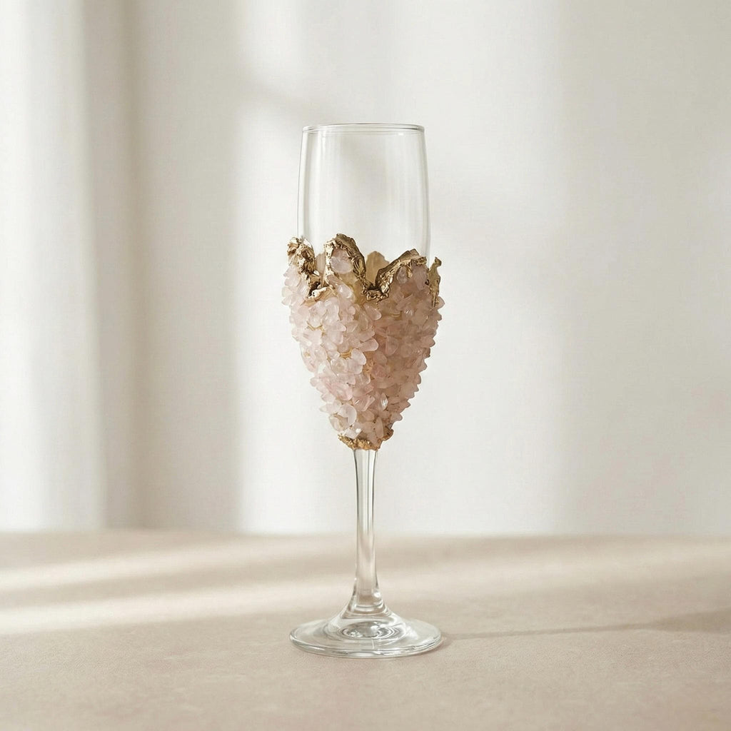 Agate Crystal Champagne Glasses – Stone Over the Bowl, 7 oz