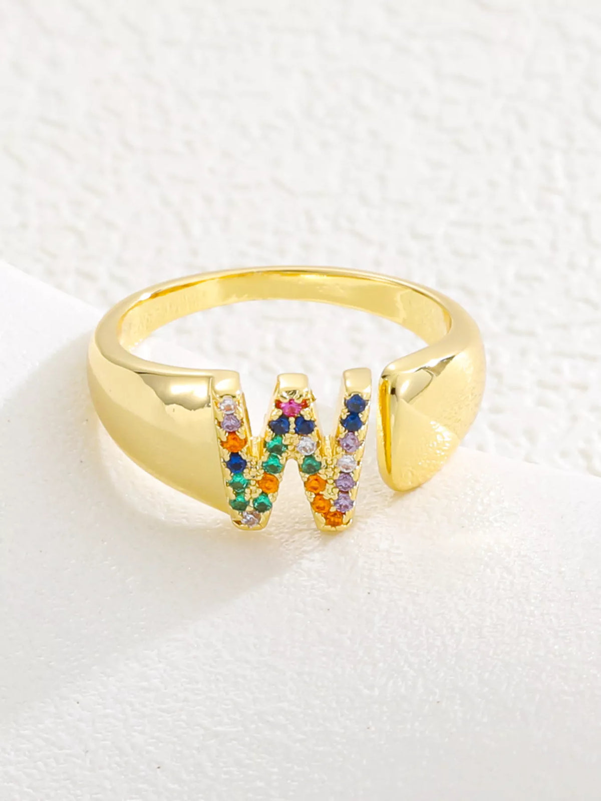 18K Gold-Plated Zircon Letter Ring