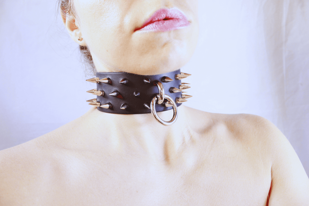 Dominion Leather Collar – Spiked BDSM Posture Collar Choker