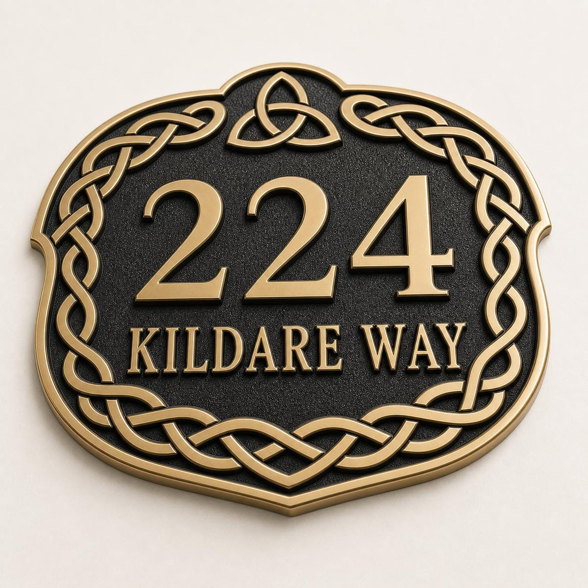 Personalized Address Plaque – Antique Brass Celtic Knotwork