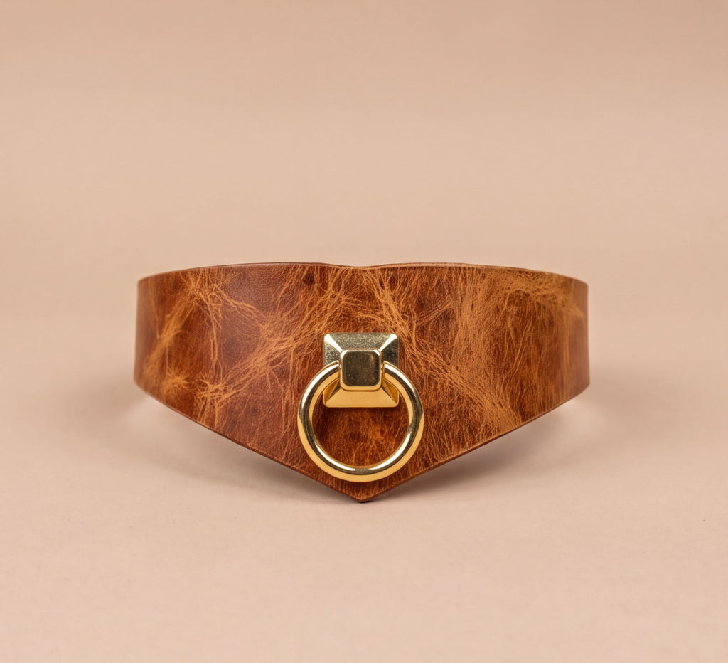 Handcrafted Leather BDSM Collar Elegant Choker For Submissive Play