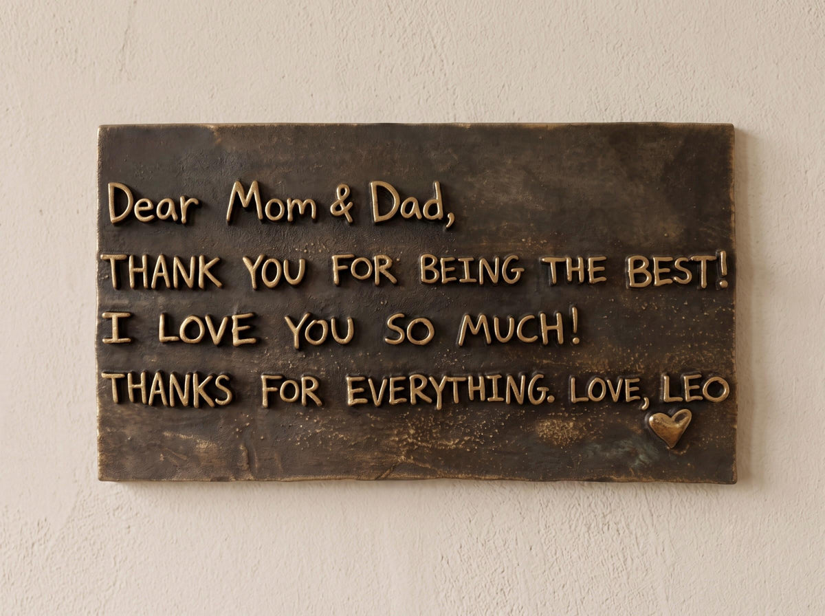 Handwritten Note Plaque – Antique Brass, Plain