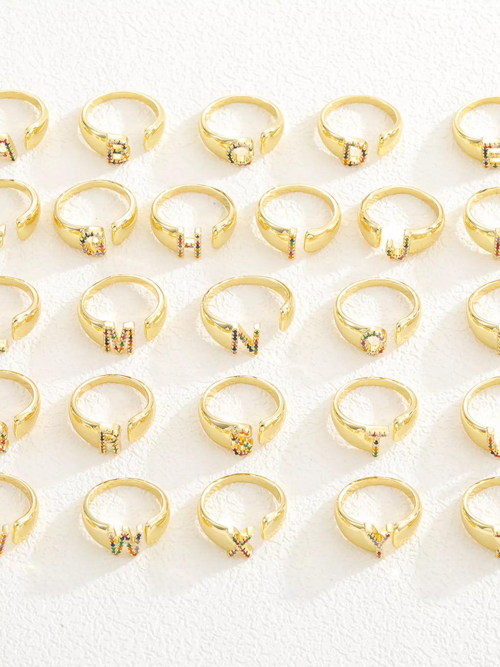 18K Gold-Plated Zircon Letter Ring