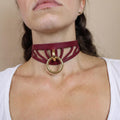Leather Choker Collar, Italian Leather, Minimal Slim Daywear Gift