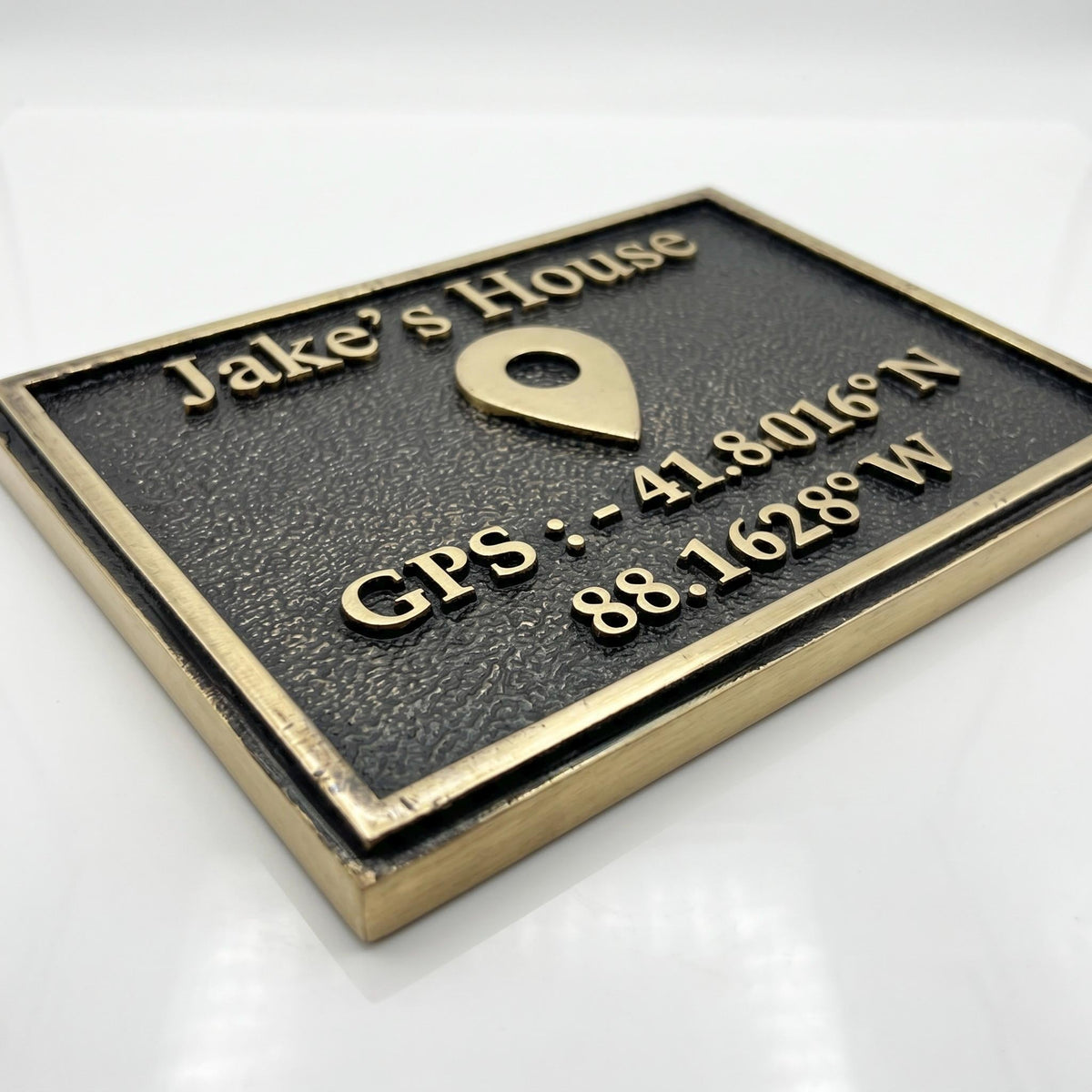 Personalized GPS Coordinates Plaque – Antique Brass Location Sign