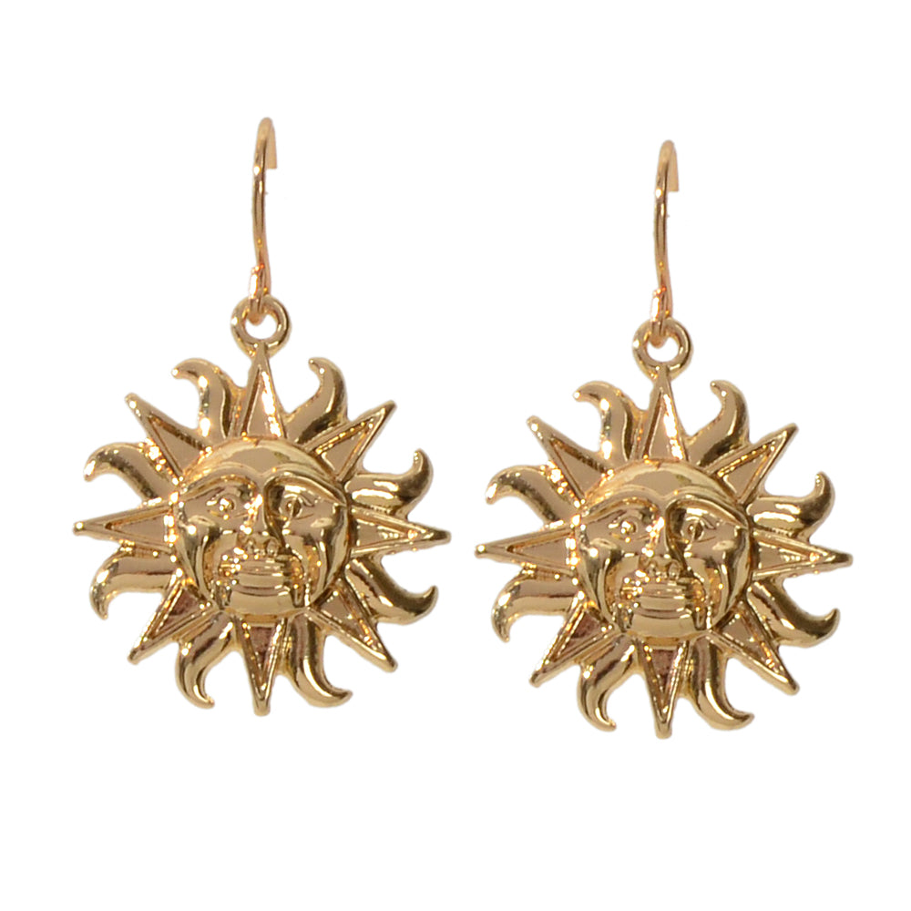 Gold Sun Drop Earrings Wholesale Price Women Teens Accessories Textured Jewelry
