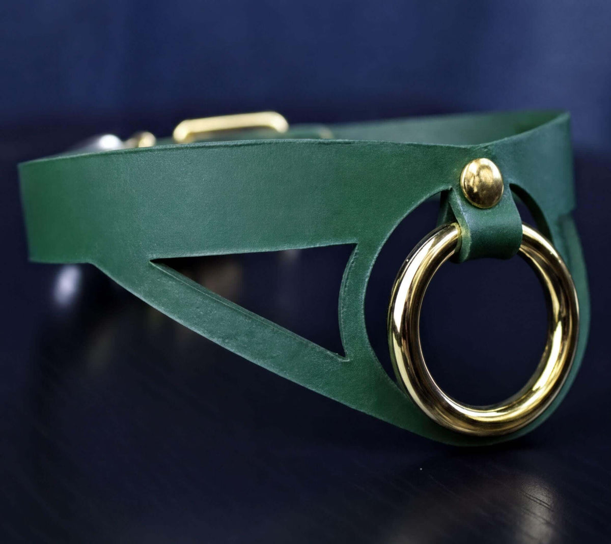 Cutout Collar Choker, Italian Leather | O Ring Bondage, Adjustable - Gothic Accessory