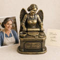 Personalised Baker Memorial Figurine from Photo, Antique Brass Angel Statue, Grandma Remembrance Gift