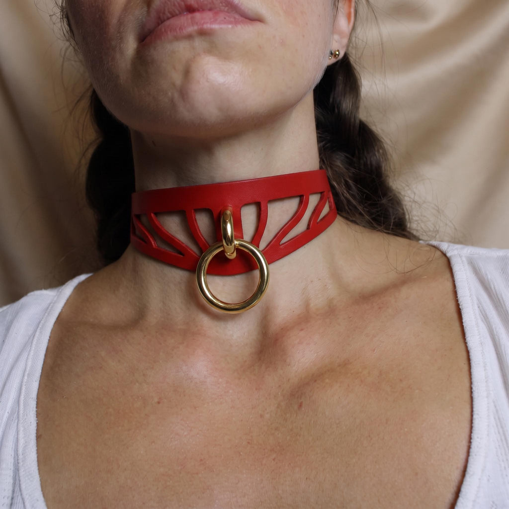 Leather Choker Collar, Italian Leather, Minimal Slim Daywear Gift