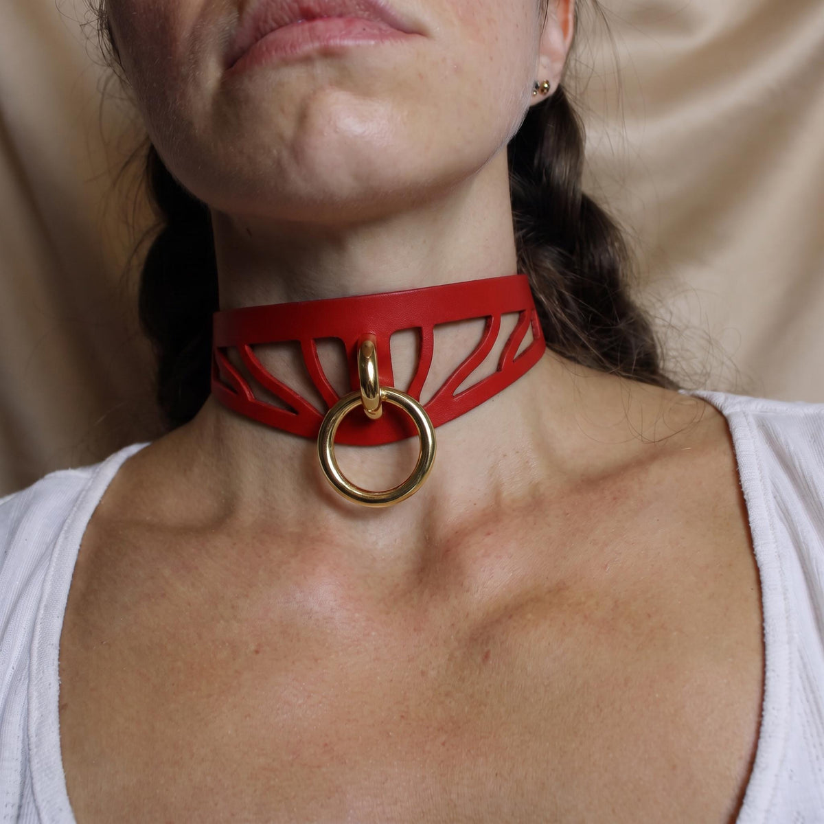Leather Choker Collar, Italian Leather, Minimal Slim Daywear Gift