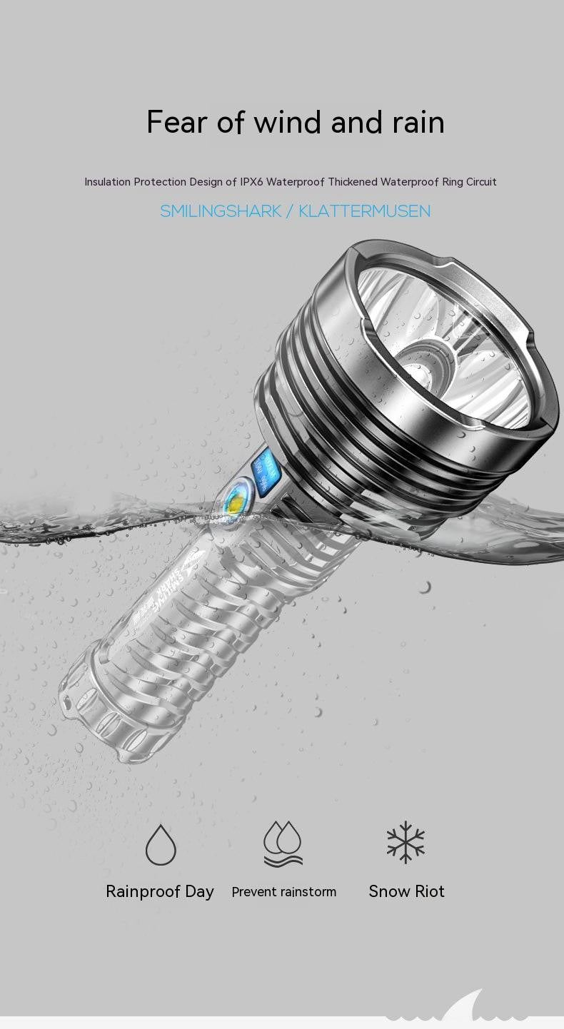 Long Shot Camping Cave Search Waterproof Strong Light Rechargeable Flashlight