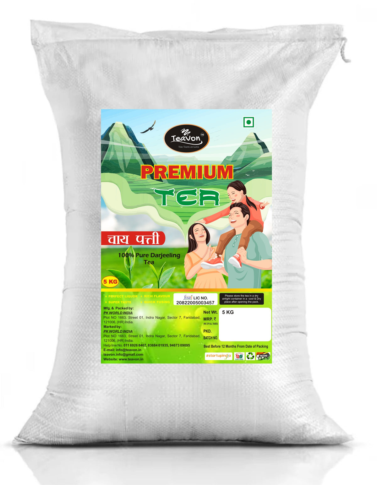 'Teavon' Premium Tea Family Pack 5 KG Bag l 100% Pure Darjeeling Tea