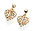 Elements Gold Caged Heart Drop Earrings-0