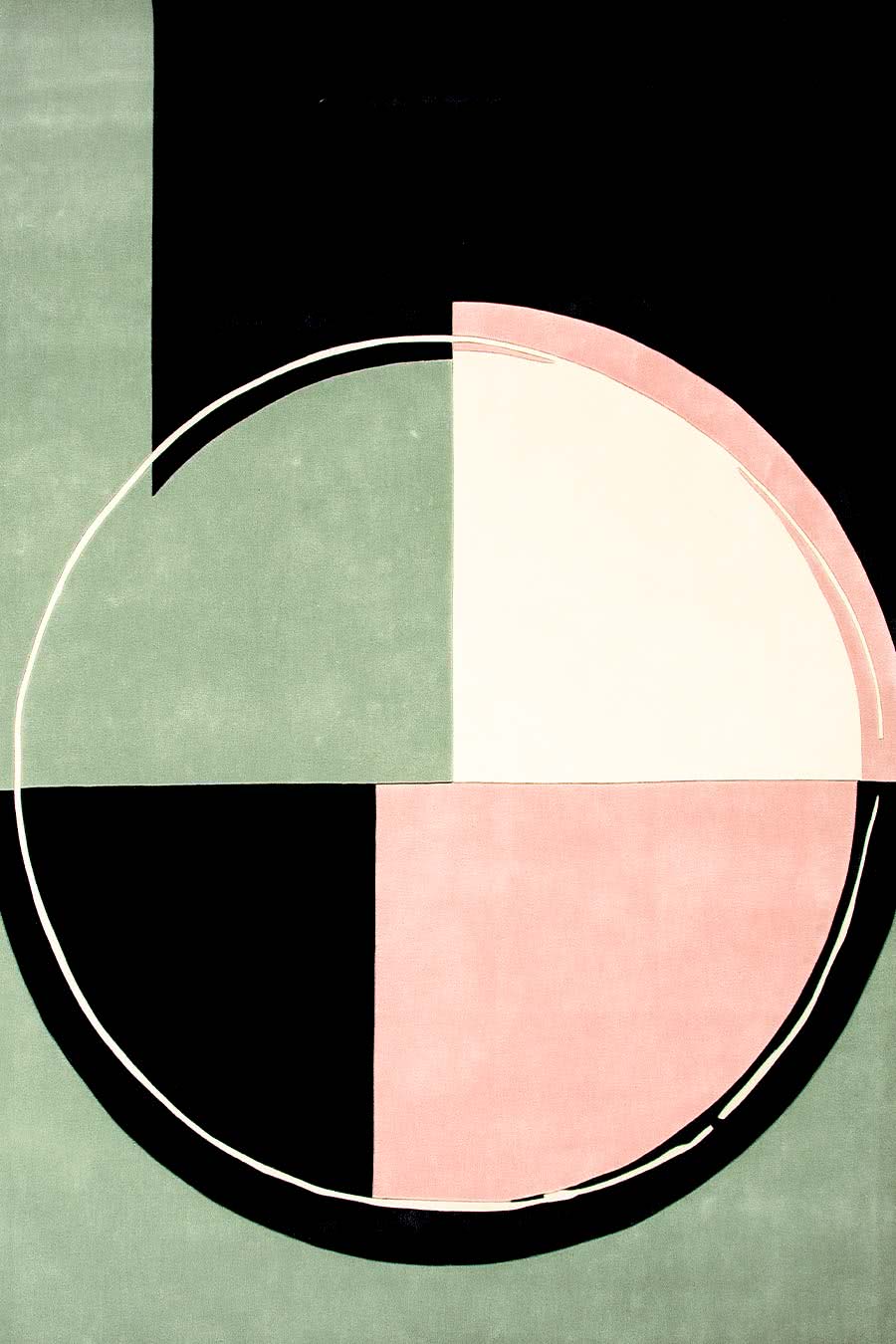 Circle Rug | Sage, Pink & Ivory | Wool | Georfia by Rugfine