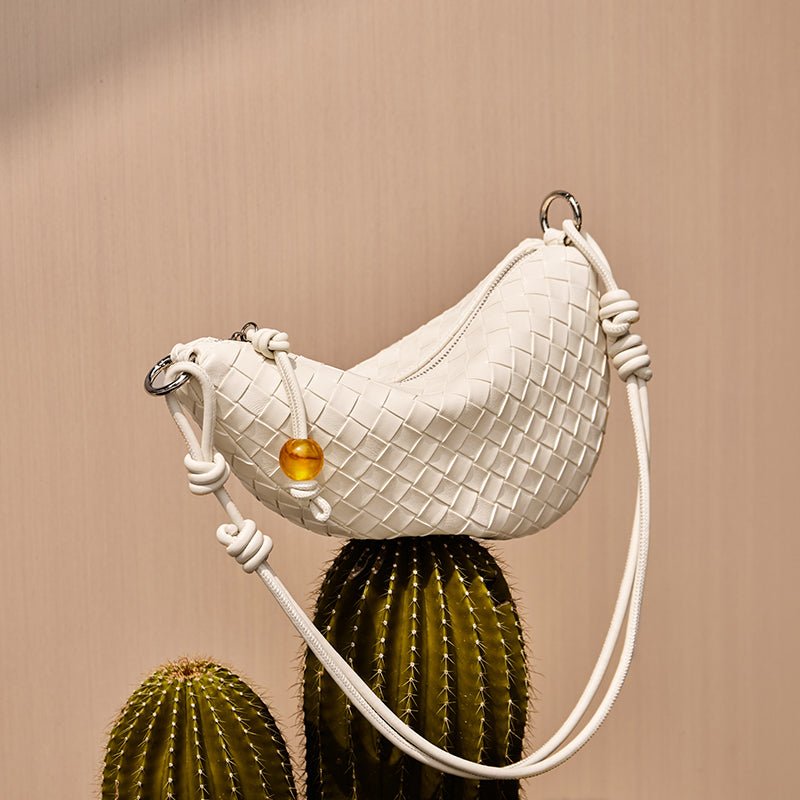Giovanna Woven Crescent Shoulder Bag - Shoulder Bags at Dealshubindia
