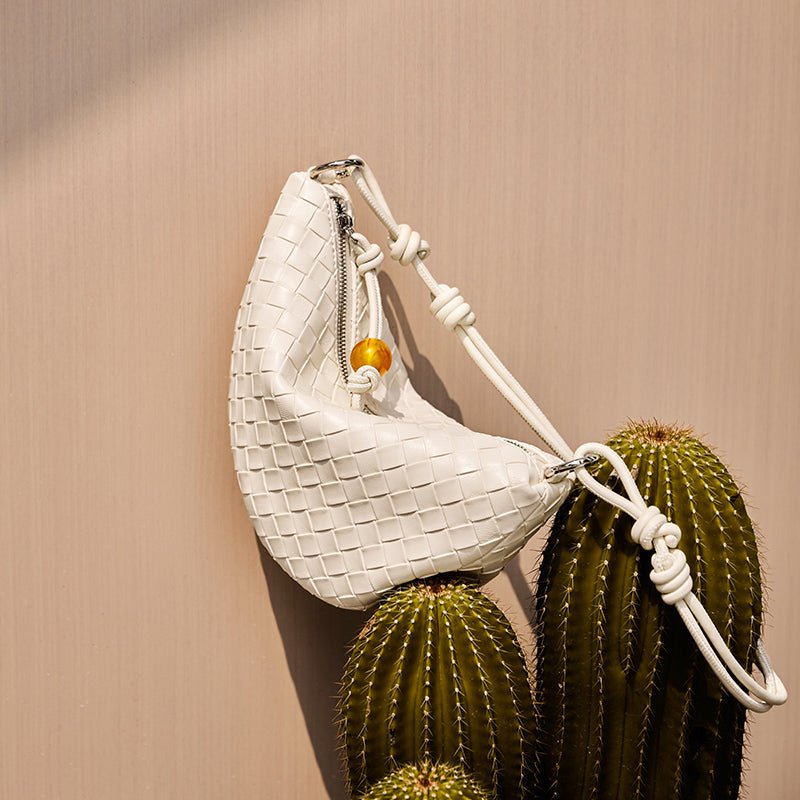 Giovanna Woven Crescent Shoulder Bag - Shoulder Bags at Dealshubindia