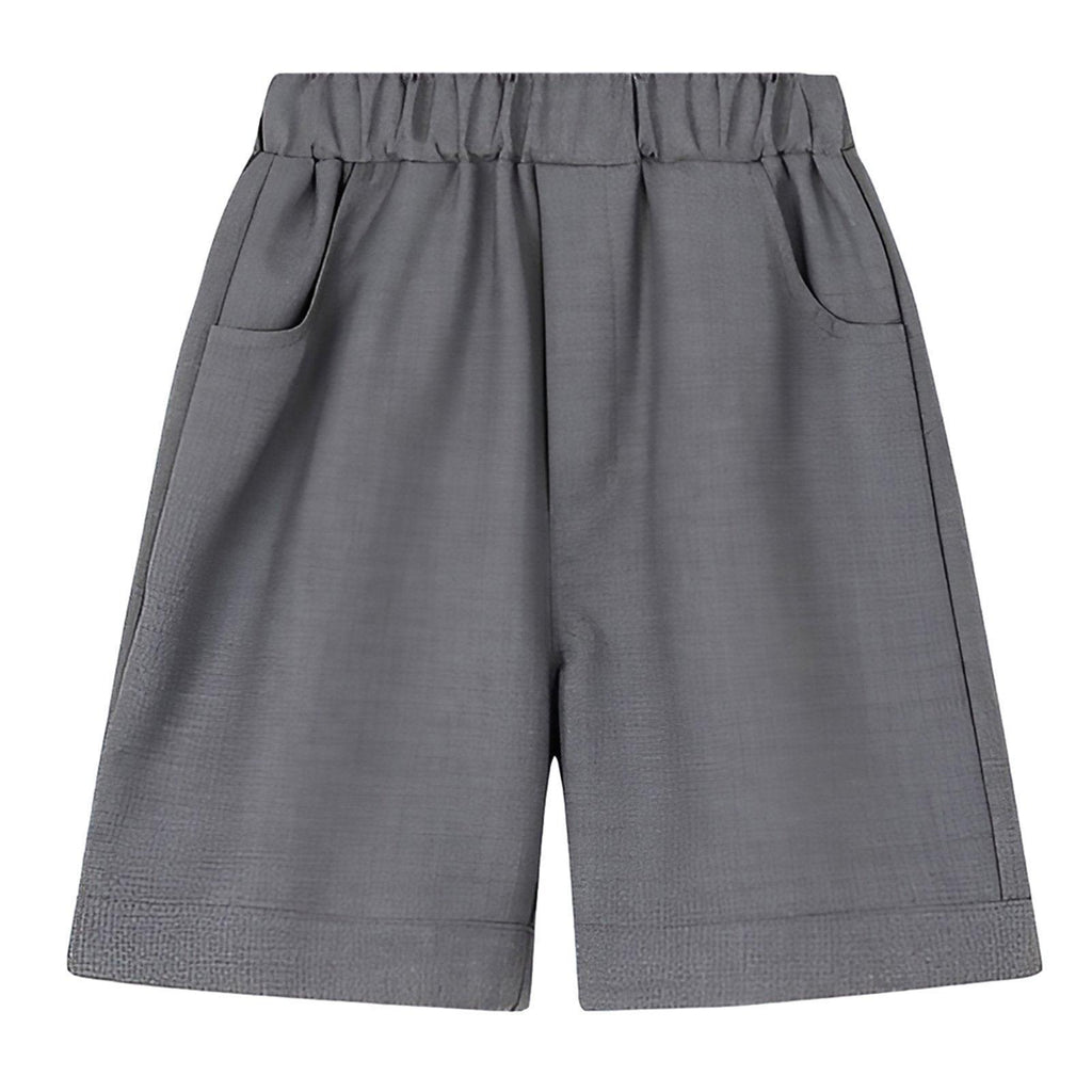 Grey Boys Summer Shorts Casual Sport Elastic Waist Pants Breathable Cotton