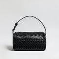 Hand-Woven Sheepskin Leather Cylinder Bag – Two-Tone Intrecciato Barrel with Adjustable Strap - Shoulder Bags at Dealshubindia