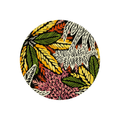 Hand Tufted Botanical Round Wool Rug | Gold, Olive Green & Black | Hausar by Rugfine