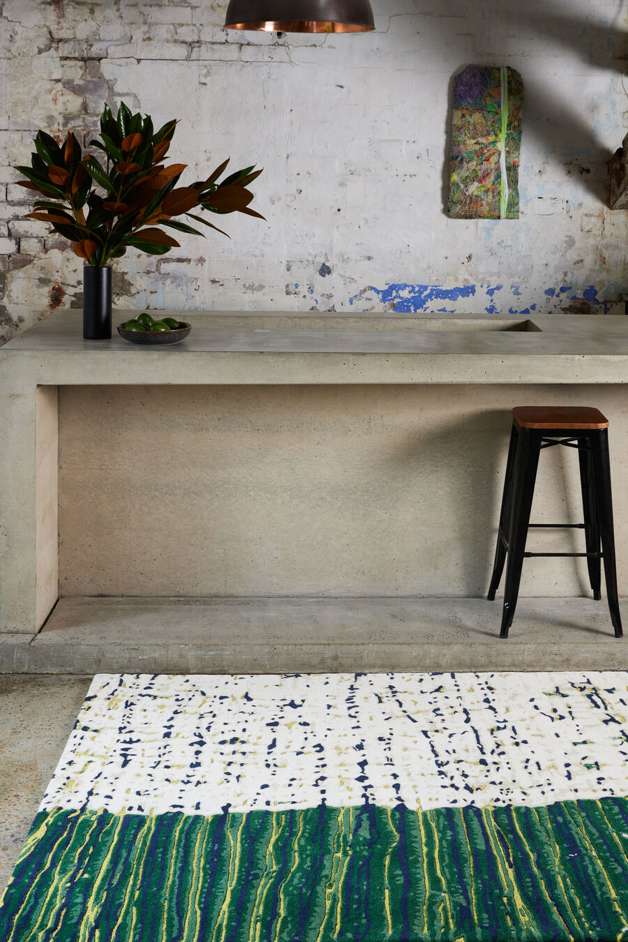 Forest Green, Ivory & Navy Hand Tufted Rug | Heptis by Rugfine