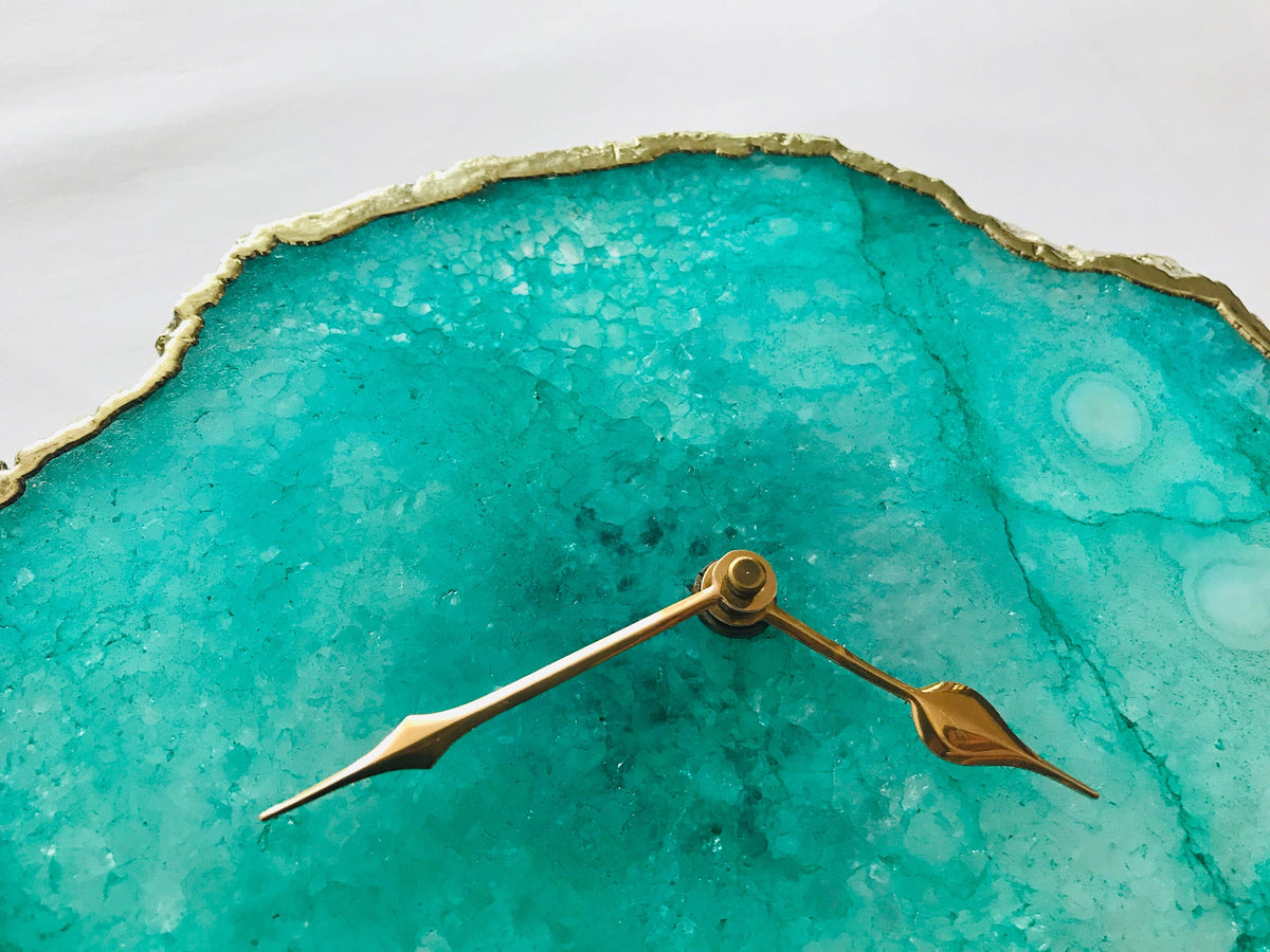 Aqua Agate Large Wall Clock/Desk Clock