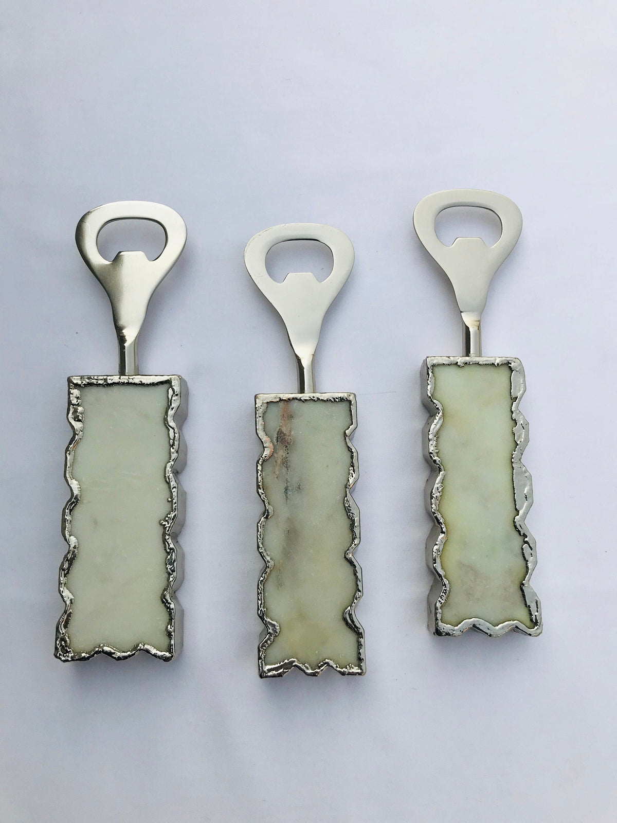 Set of 3 White Marble Bottle Openers