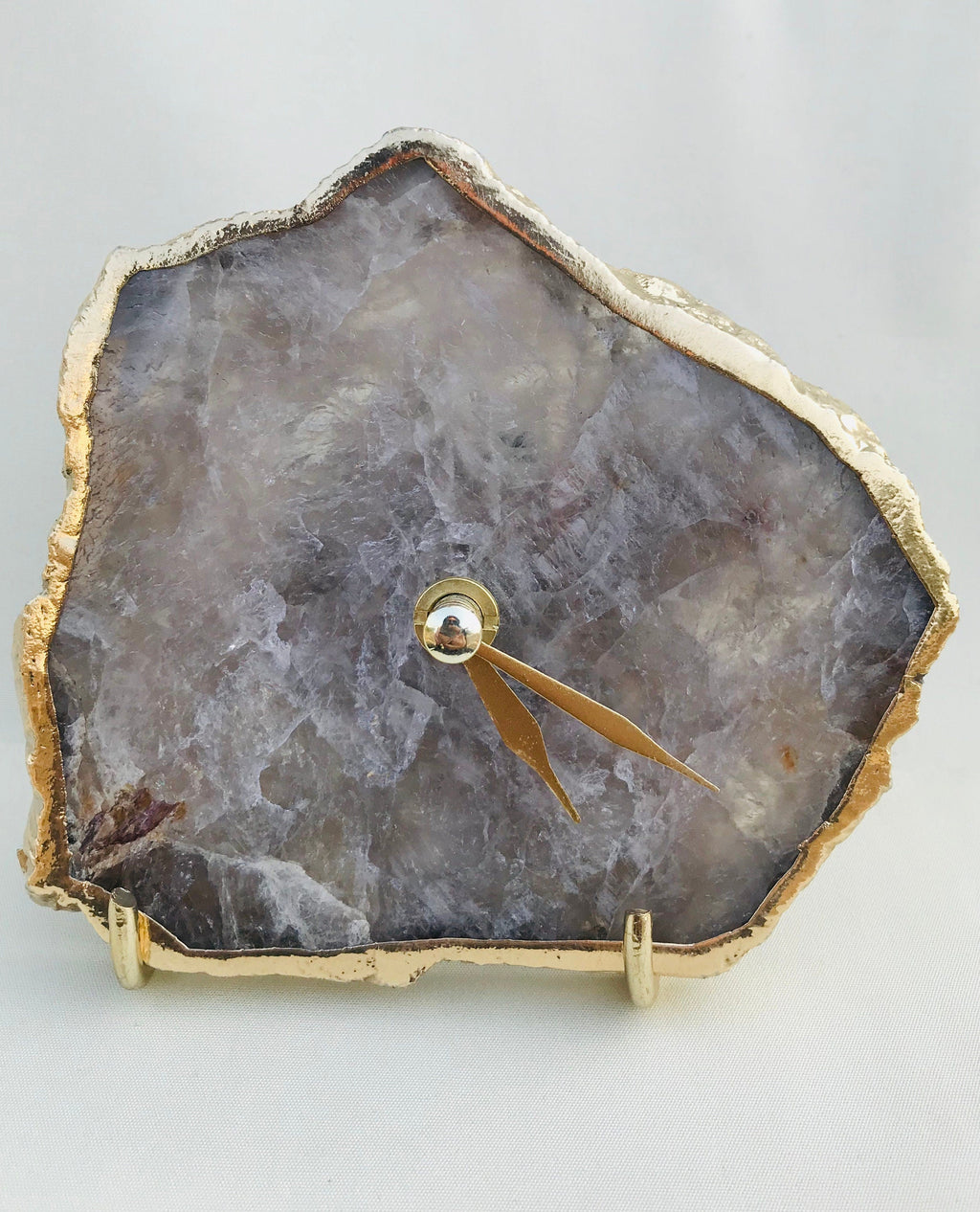 Smoky Gray Agate Desk/Wall Clock