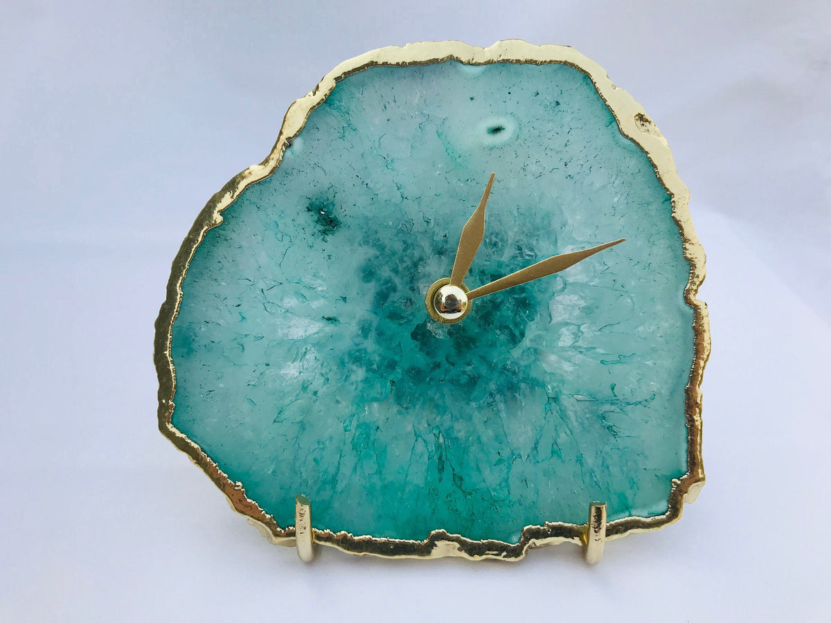 Aqua Agate Desk/Wall Clock