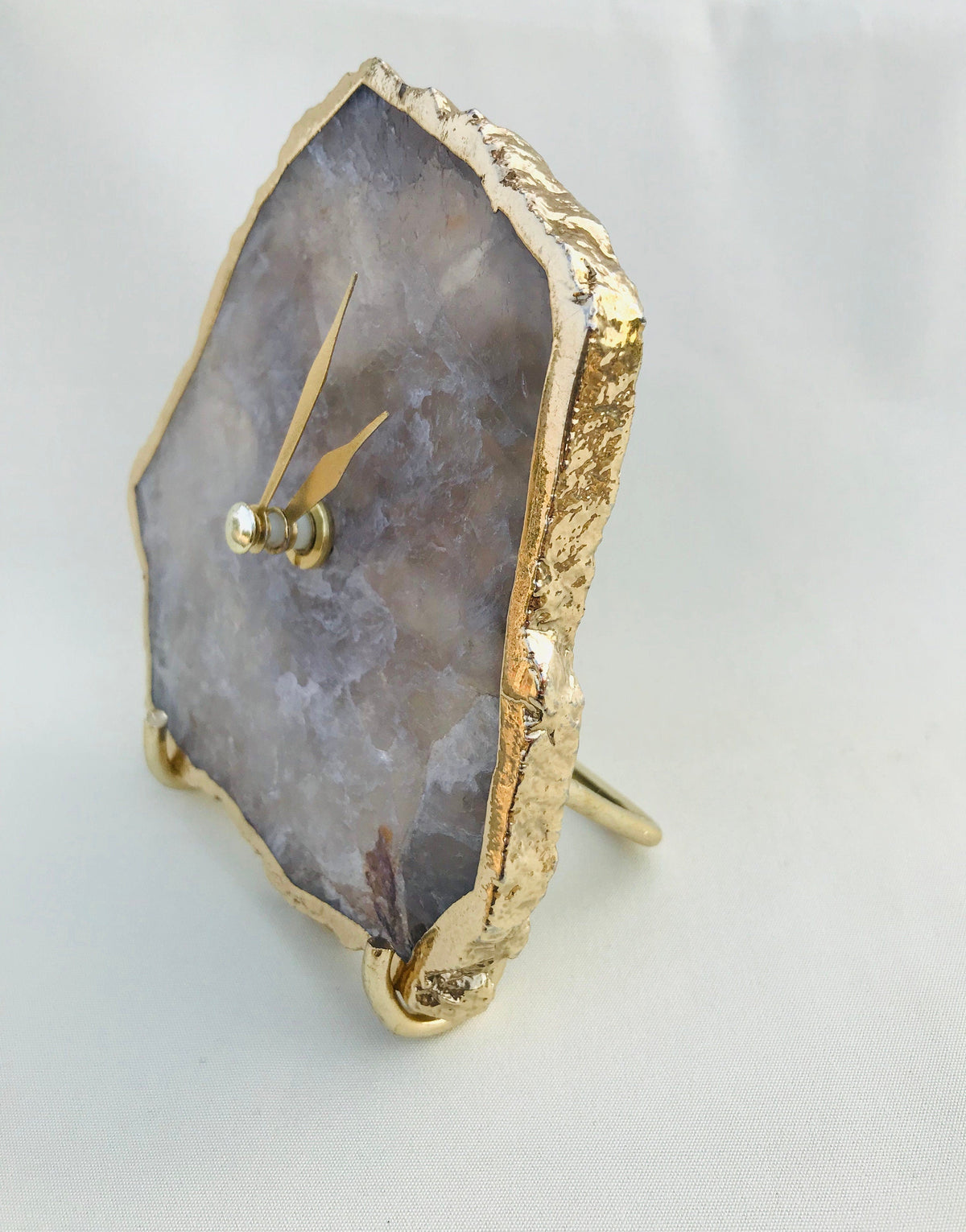 Smoky Gray Agate Desk/Wall Clock
