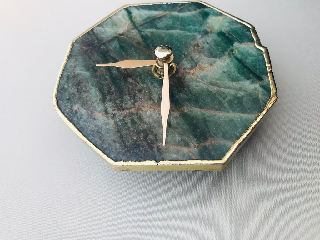 Sage Green Aventurine Octagon Wall/Desk Clock