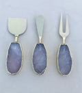Rose Quartz Cheese Knives with Wide Oval Handles-0